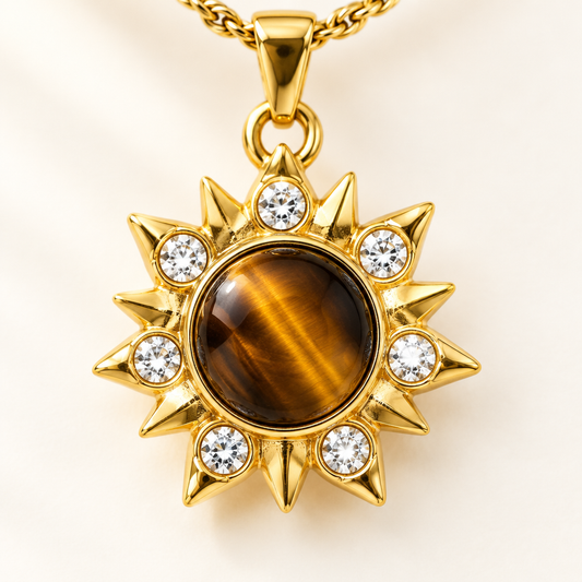 Close detail of the sun rays and the six clear crystals