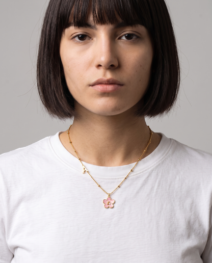 Amelie Initial Necklace worn by a model - ARWELY studio portrait