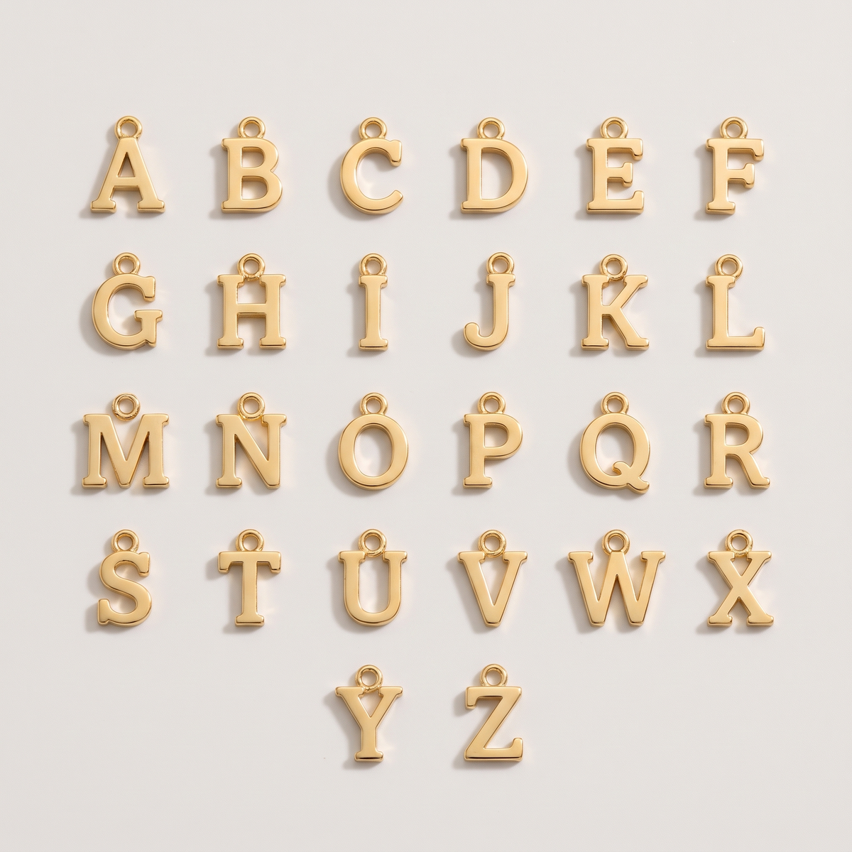 Amelie Initial Necklace - ARWELY, all 26 gold letter charms from A to Z