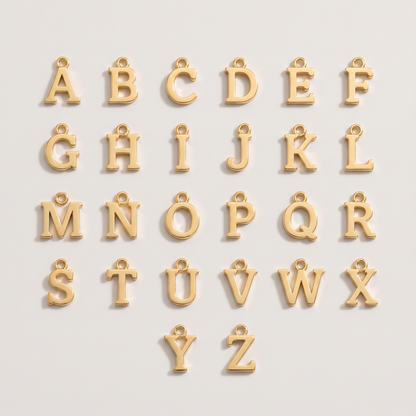 Amelie Initial Necklace - ARWELY, all 26 gold letter charms from A to Z