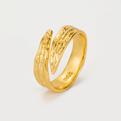 Bold Band Ring in gold finish - ARWELY, full view on a grey studio background