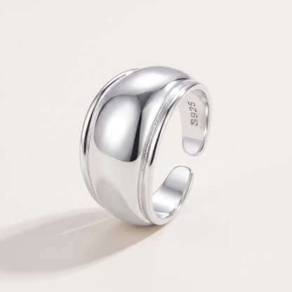 Edge Open Ring in silver finish - ARWELY, full view on a grey studio background