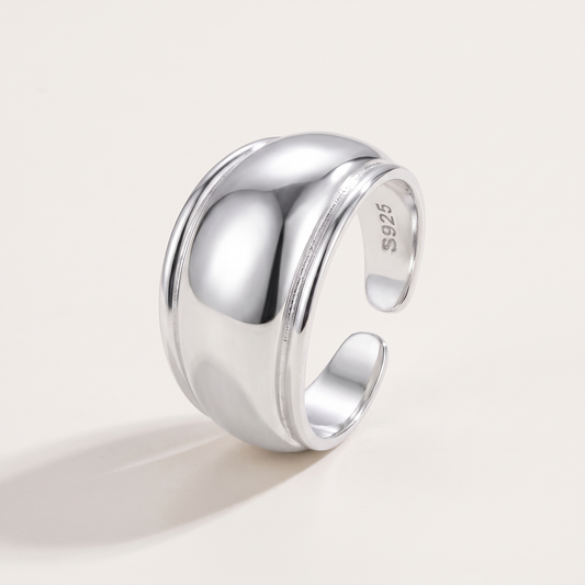 Edge Open Ring in silver finish - ARWELY, full view on a grey studio background
