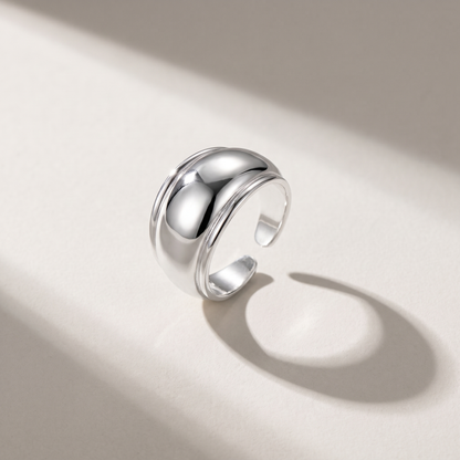Edge Open Ring in silver finish - ARWELY editorial still life with a hard shadow