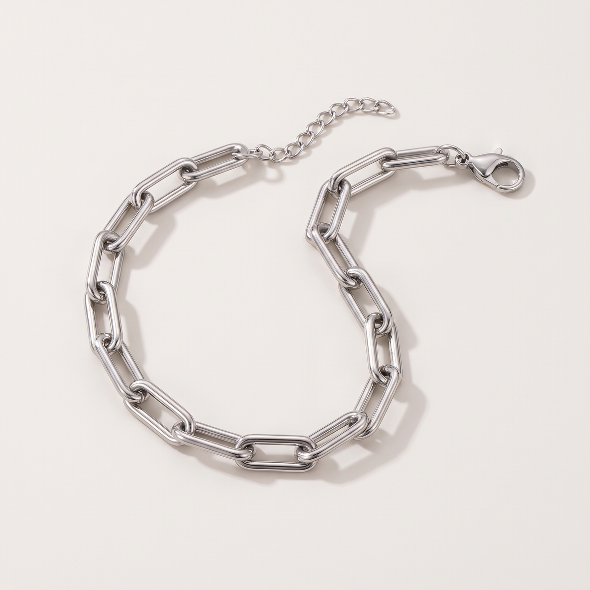 Vera Paperclip Bracelet in silver finish - ARWELY, full view on a grey studio background