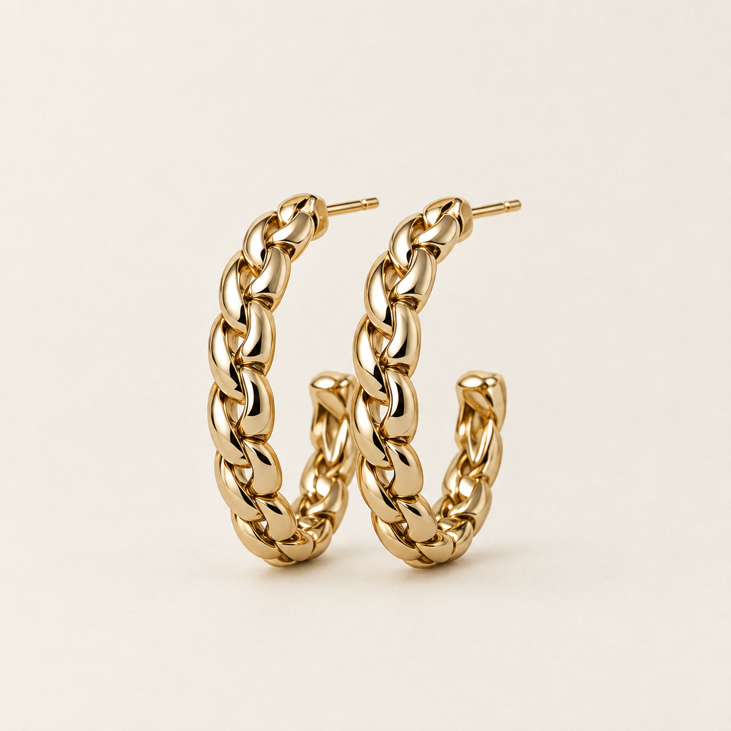 Arc Hoop Earrings in gold - ARWELY, a pair of open twisted-rope hoops