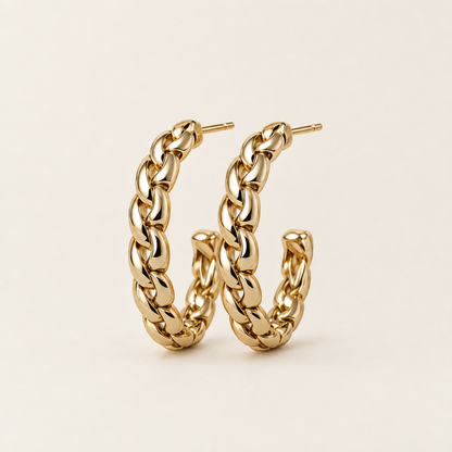 Arc Hoop Earrings in gold - ARWELY, a pair of open twisted-rope hoops