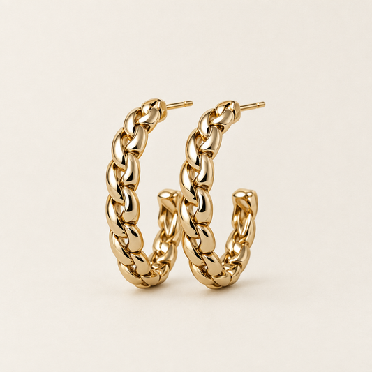 Arc Hoop Earrings in gold - ARWELY, a pair of open twisted-rope hoops