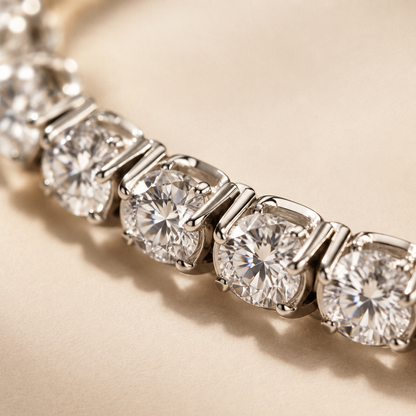 Macro detail of the Orbit bar, each zirconia in its prongs