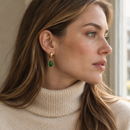 Cléo Drop Earrings worn in profile by natural window light