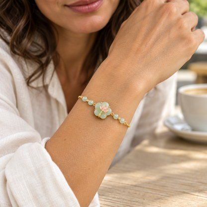 Magnolia Jade Bracelet worn on the wrist