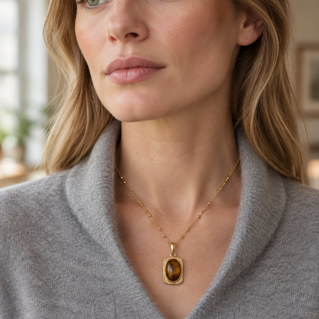 Stèle Pendant Necklace worn on the chest