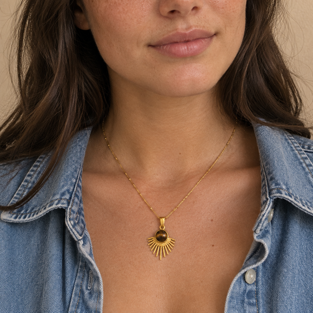 Aurore Pendant Necklace worn on the chest