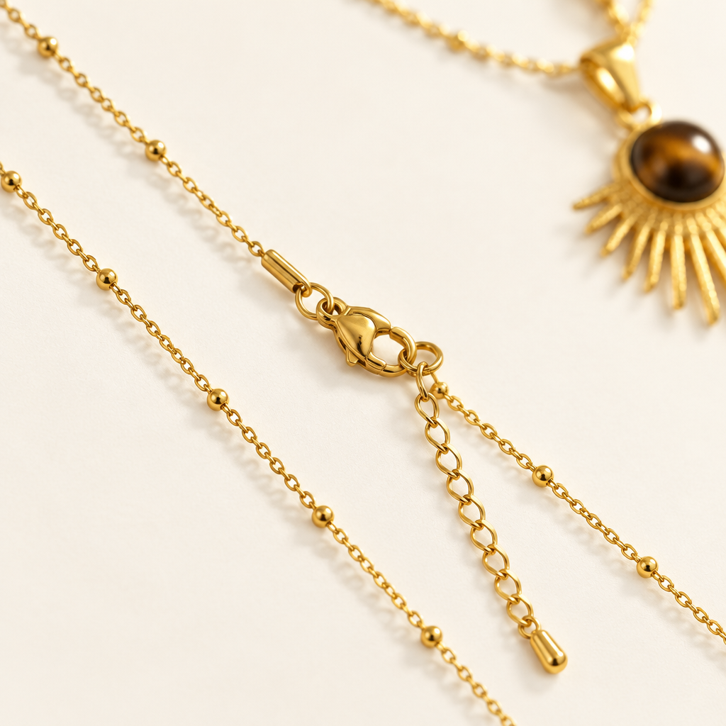 Fine satellite chain, clasp and extender