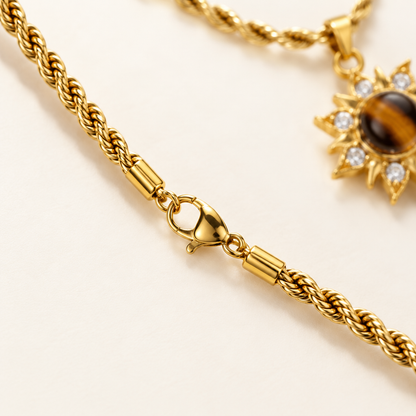 Twisted gold rope chain and clasp
