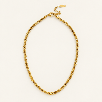 Corde Rope Necklace - ARWELY, twisted gold rope chain with lobster clasp and extender