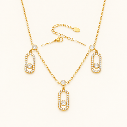 Éclat Pendant Necklace, Trio - ARWELY, three pavé oval drops on a fine gold chain